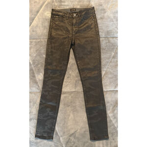 JOE'S JEANS Charlie High-Rise Coated Black Camouflage Ankle Skinny Jeans Size 25